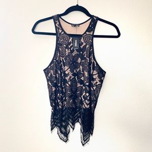 NEW Express black lace crop tank top size small